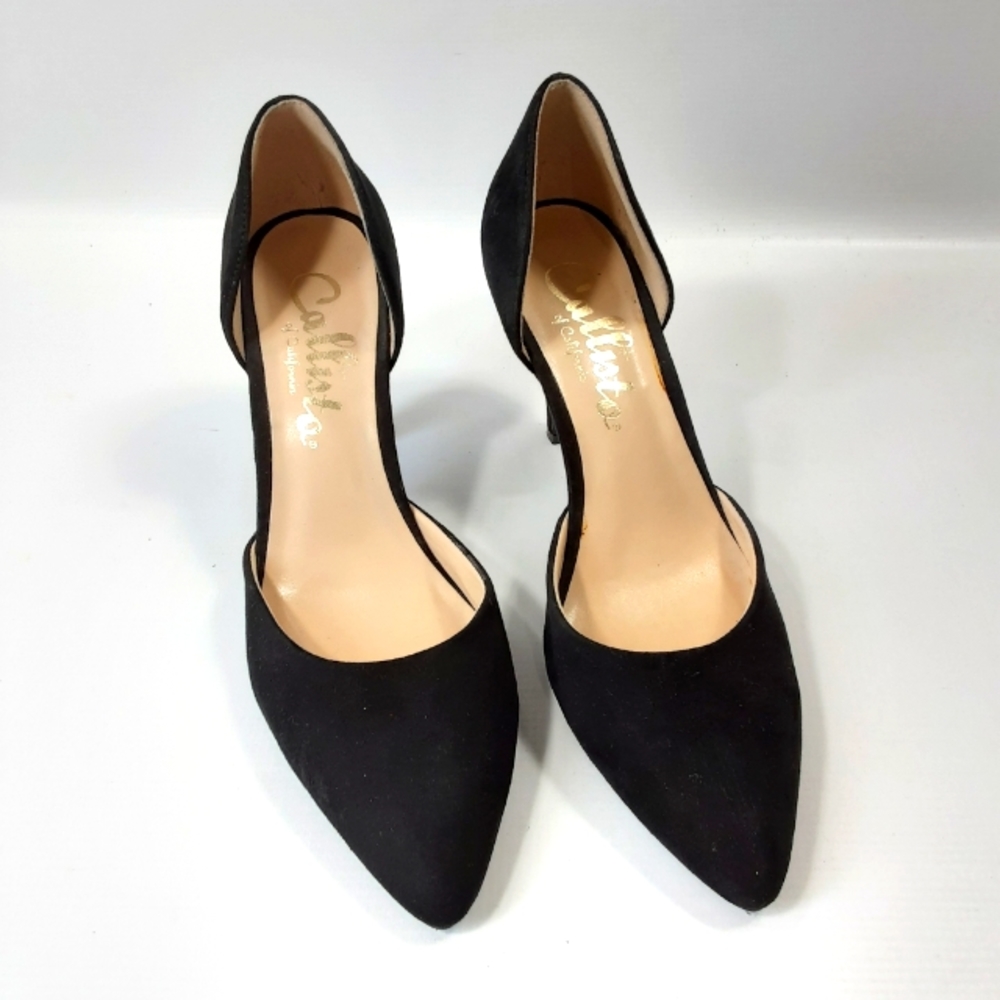 Callisto of California Size 7.5 Narrow Side Cutout Suede Heels